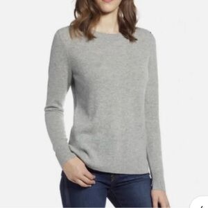 Halogen Women's Cashmere Long Sleeve Gray Knit Sweater Size M(P)